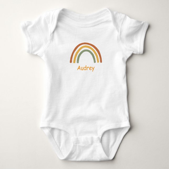 Neutraler Regenbogen Benutzerdefinierter Name Baby Strampler (Vorderseite)