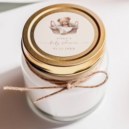 Neutraler Teddy Bear Boho Baby Shower Gefallen Runder Aufkleber