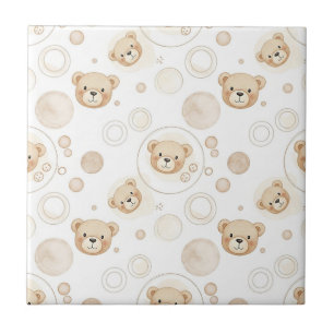 Neutraler Teddybär-Kreis-Muster Beige Baby (2) Fliese