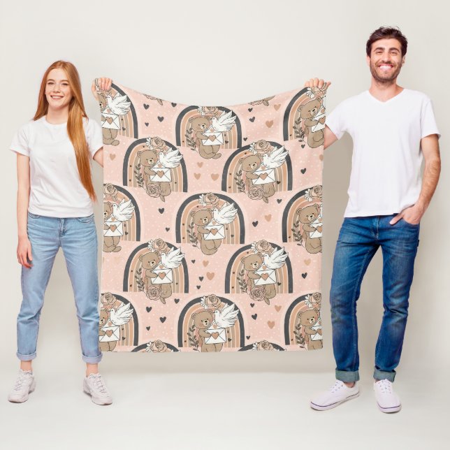 Neutraler Teddybär Regenbogen in Braun und Taupe Fleecedecke (Beispiel)