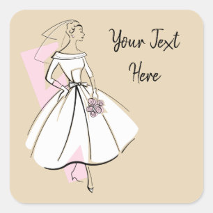 Neutraler Textsatz der Mode-Bride Quadratischer Aufkleber