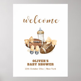 Neutraler Touchdown-Fußball-Babyshower-Empfang Poster