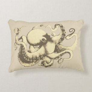 Neutraler Vintager Oktopus Dekokissen