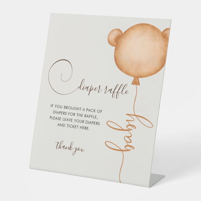 Neutraler Windelballonbär Sockelschild (Vorderseite)