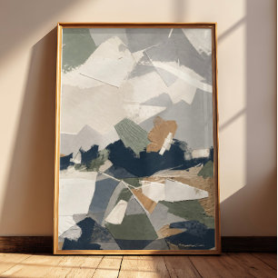 Neutrales Abstrakt in Grau, Creme und Ocker Poster