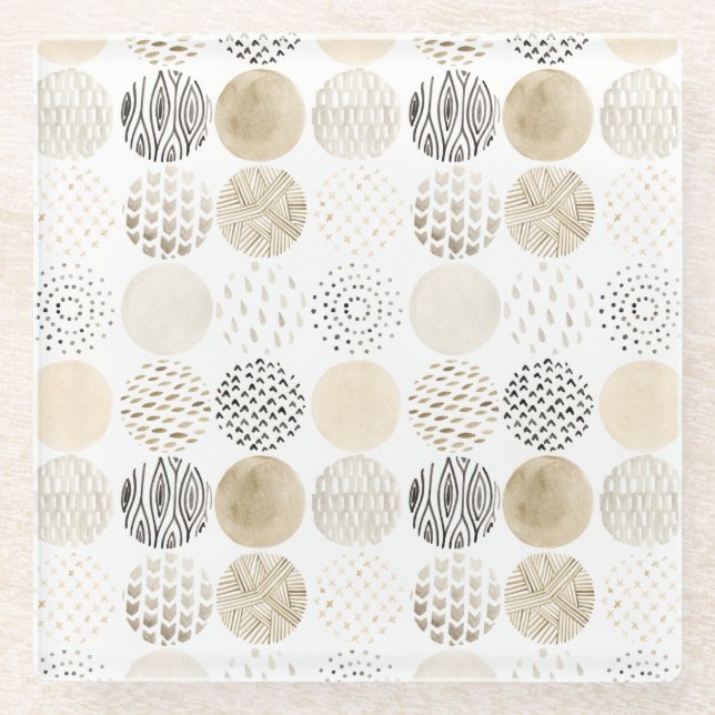 Neutrales Abstraktes Kreismuster Glasuntersetzer (Vorderseite)