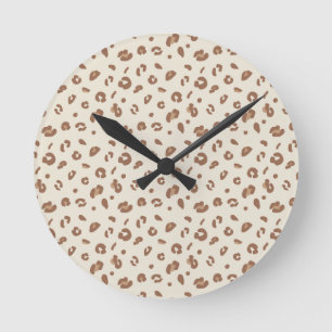 Neutrales abstraktes Leoparden-Druckmuster Moder Runde Wanduhr