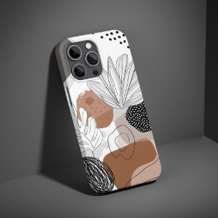 Neutrales abstraktes Pflanzenmuster Boho Minimal Ä iPhone 16 Hülle