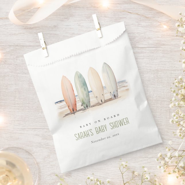 Neutrales Baby an Bord Surfbrett Babydusche Geschenktütchen (Ausgeschnitten)