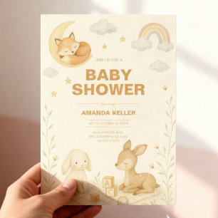 Neutrales Baby Animal Kinderzimmer Baby Shower Einladung