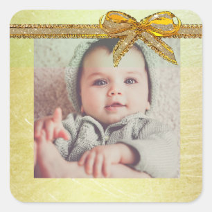 Neutrales Baby-Foto-Aufkleber für das Gold-Geschle Quadratischer Aufkleber