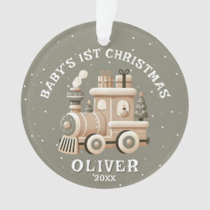 Neutrales Baby’s 1. Weihnachtszug Erinnerungsfoto Ornament