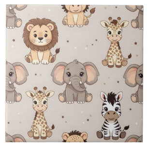 Neutrales Baby-Safari-Muster Fliese