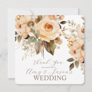 Neutrales Beige-Blumen-Botanik-Hochzeit-Braun Dankeskarte