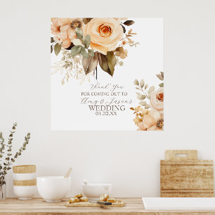 Neutrales Beige-Blumen-Botanik-Hochzeitsbraun Poster