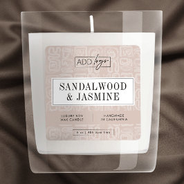 Neutrales Beige Boho-Ästhetik-Kerzenproduktlabel Quadratischer Aufkleber