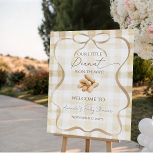 Neutrales Beige Gingham Erdnuss-Baby Shower Willko Poster