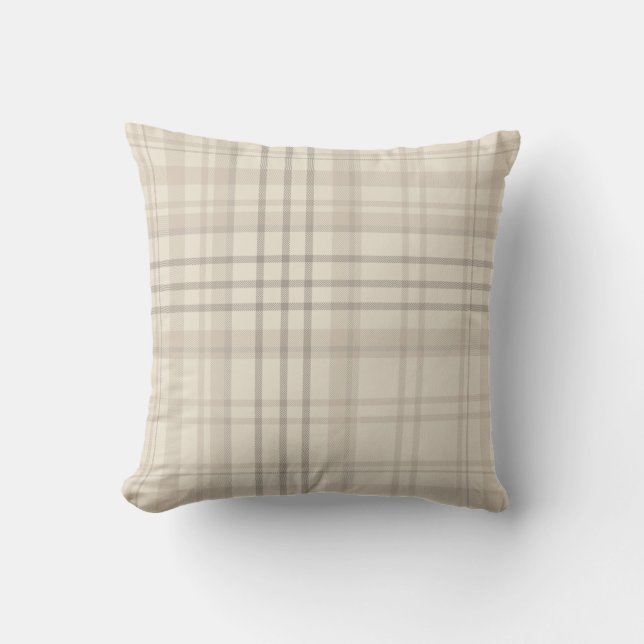 Neutrales Beige Karo Kissen (Vorderseite)