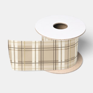 Neutrales Beige Karo Tartan Satinband