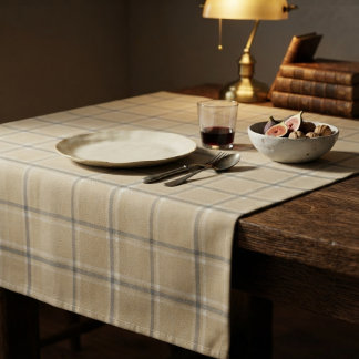 Neutrales Beige Karo Tartan Tischdecke
