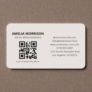 Neutrales Beige-QR-Code Visitenkarte