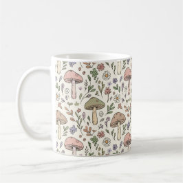 Neutrales Beiges Erdige Pilze Nahtloses Muster Kaffeetasse