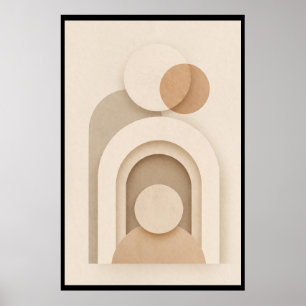 Neutrales Beiges Skandinavisches abstraktes Design Poster