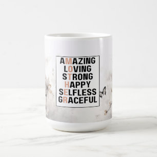 Neutrales Blumiges Muttertags-MOTHER-Akrostichon Kaffeetasse