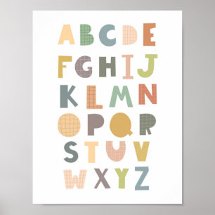 Neutrales Boho Alphabet-Kinderzimmer Poster
