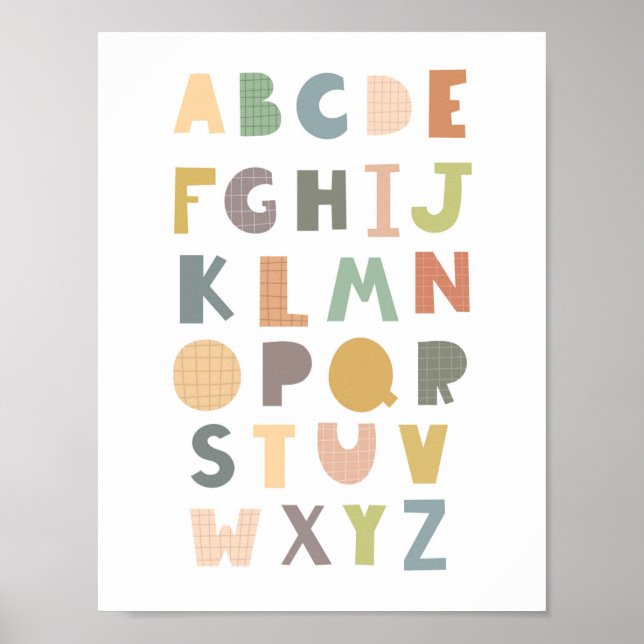 Neutrales Boho Alphabet-Kinderzimmer Poster (Vorne)