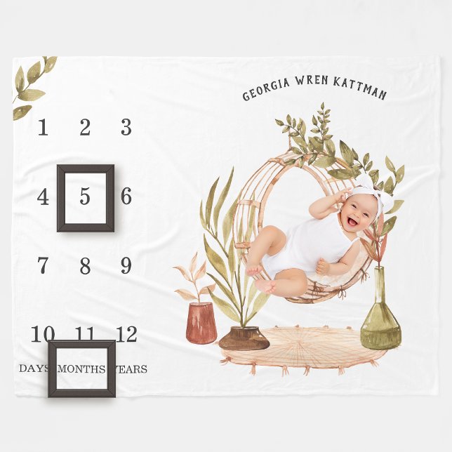 Neutrales Boho Baby Milestone-Leder Fleecedecke (Von Creator hochgeladen)
