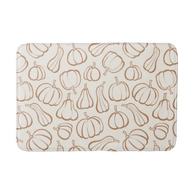 Neutrales Boho-Beige-Kürbismuster Herbst Halloween Badematte (Vorderseite)