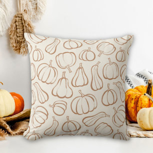 Neutrales Boho-Beige-Kürbismuster Herbst Halloween Kissen