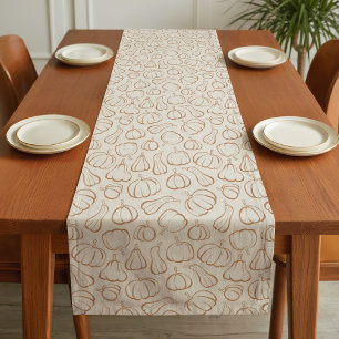 Neutrales Boho-Beige-Kürbismuster Herbst Halloween Kurzer Tischläufer