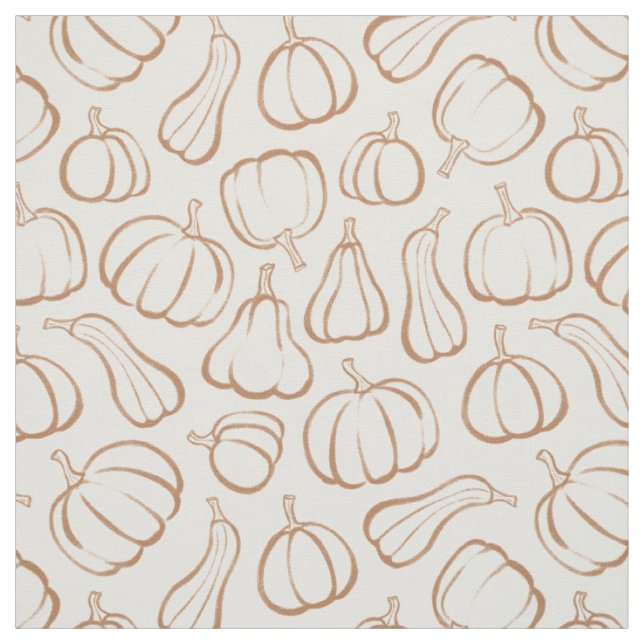 Neutrales Boho-Beige-Kürbismuster Herbst Halloween Stoff (Muster)