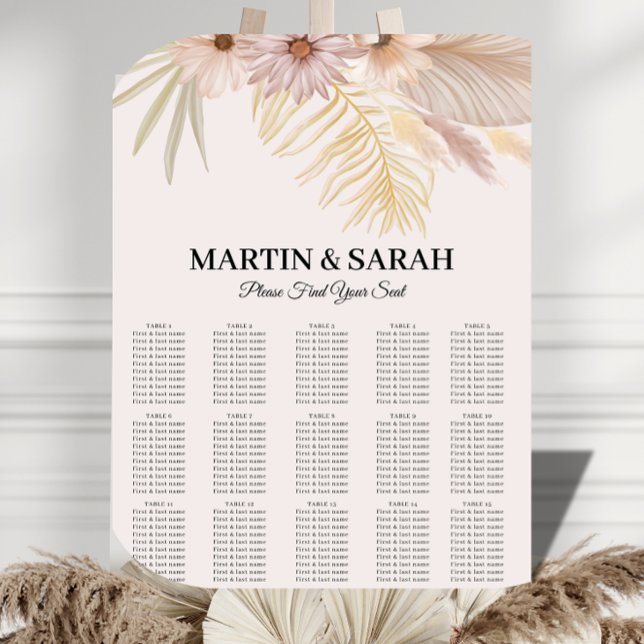 Neutrales Boho-Botanisches Hochzeitssitzplan Acrylschild (Von Creator hochgeladen)