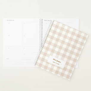 Neutrales Boho-Gingham-Personalisiert 2027 Monatli Planer