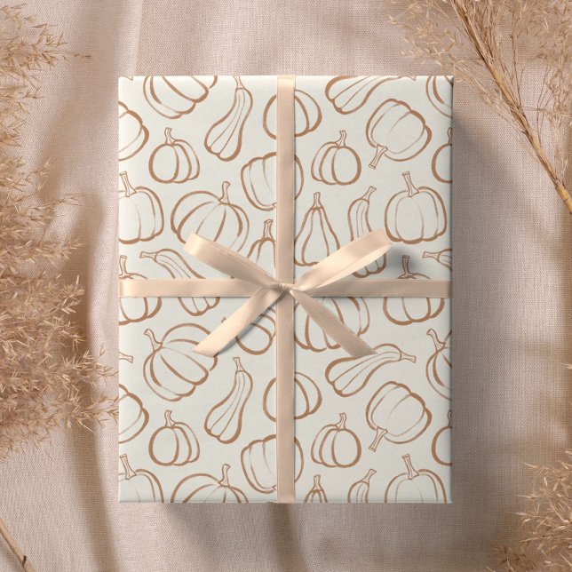 Neutrales Boho-Kürbismuster Herbst-Halloween-Party Geschenkpapier (Von Creator hochgeladen)