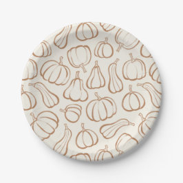 Neutrales Boho-Kürbismuster Herbst-Halloween-Party Pappteller