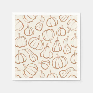 Neutrales Boho-Kürbismuster Herbst-Halloween-Party Serviette