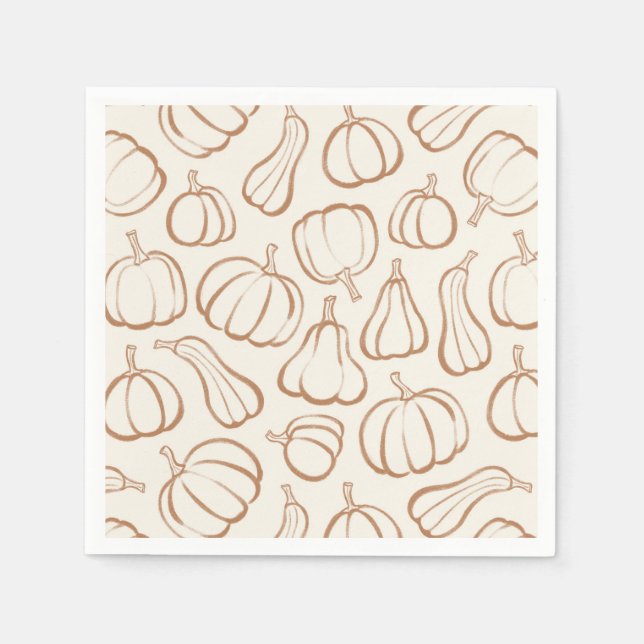 Neutrales Boho-Kürbismuster Herbst-Halloween-Party Serviette (Vorderseite)
