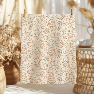 Neutrales Boho-Weihnachts-Gingerbread-Mann-Beige Geschirrtuch