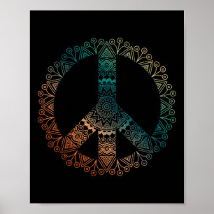 Neutrales Boho-Yoga-Ornament-Mandala-Friedenszeich Poster