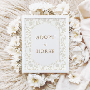 Neutrales braunes Blumen-Toile- Adopt-a-Horse-Schi Poster