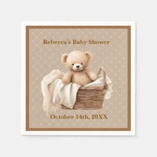 Neutrales braunes Teddybär-Baby-Shower-Papiernapki Serviette