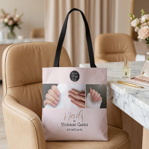 Neutrales Creme-Tan-Schrift-Logo Foto Nagelstudio