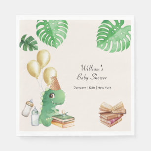 Neutrales Dinosaurier-Geschichtenbuch-Ballon-Baby- Serviette
