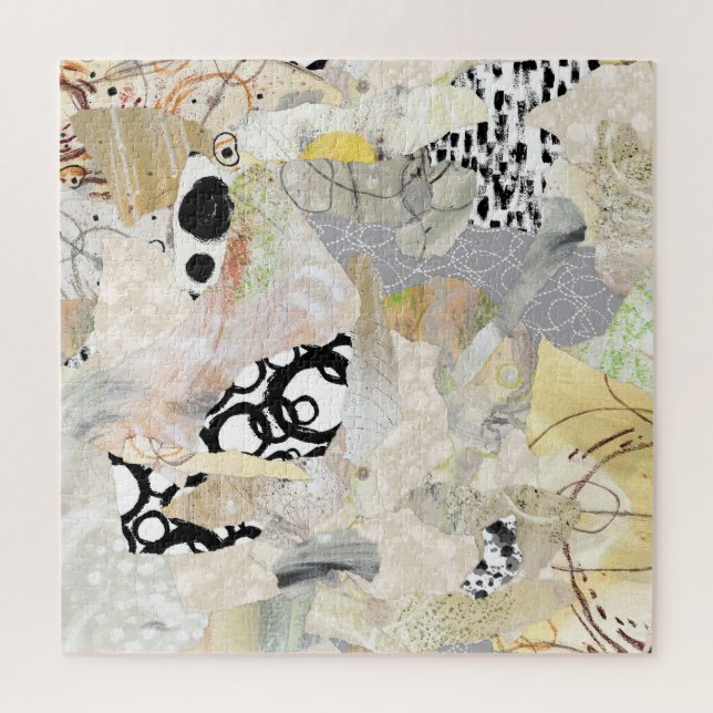 Neutrales Elegantes Abstractes Collage-Design Puzzle (Vertikal)