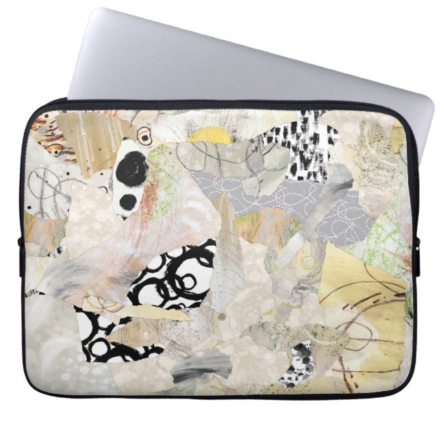 Neutrales elegantes abstraktes Collagendesign Laptopschutzhülle (Vorderseite)