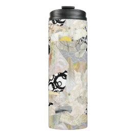 Neutrales elegantes abstraktes Collagendesign Thermosbecher